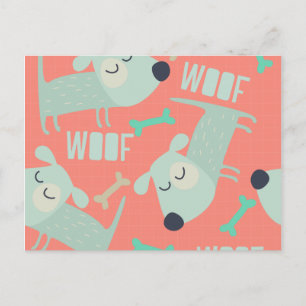 Woof Hundar och Bones Vykort