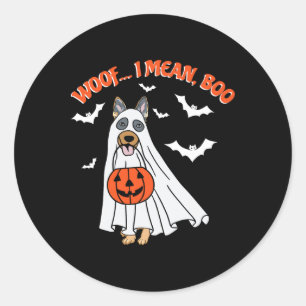 Woof I Elak Boo Funny Ghost Hund Halloween Pumpkin Runt Klistermärke