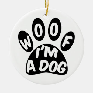 Woof I's A Hund Julgransprydnad Keramik