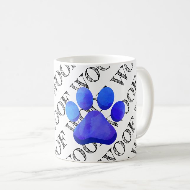 WOOF Mönster Blue Paw Skriv ut färgstark modern Ro Kaffemugg (Framsida höger)