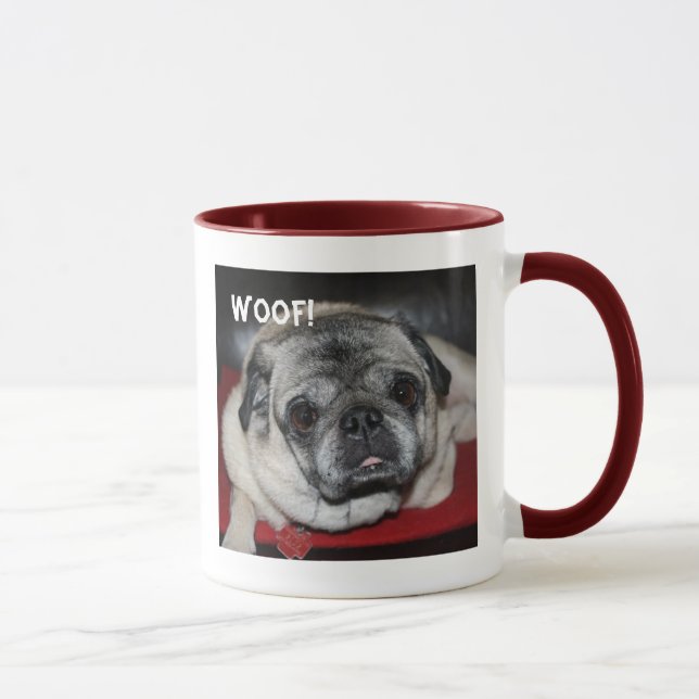 Woof, Pug Ringer Mugg (Höger)