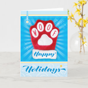 WOOF Red Tass Hund Jul Mitten Glad helg Kort