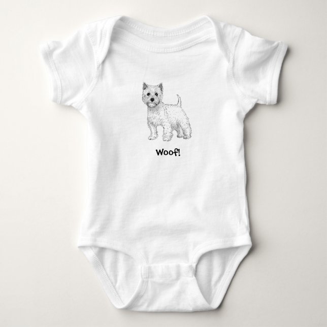 Woof! VovvebabyBodysuit - västra höglands- Terrier Tee (Framsida)