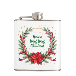 Woof Woof Christmas Flask - Customizable Text  Fickplunta