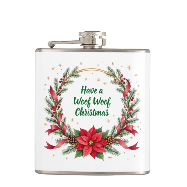 Woof Woof Christmas Flask - Customizable Text  Fickplunta (Framsidan)