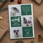 Woof you a God jul Photo Collage Julkort<br><div class="desc">Skapa ett helgdag christmas-kort designat från hund! Utformningen har valfri bilder,  med tre färgader som kan ändras till valfritt färg med hund-punkter som kan anpassas så att den blir unik och personlig för dig.</div>