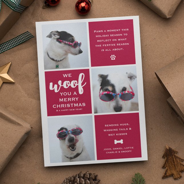 Woof you a God jul Photo Collage Julkort (Skapare uppladdad)