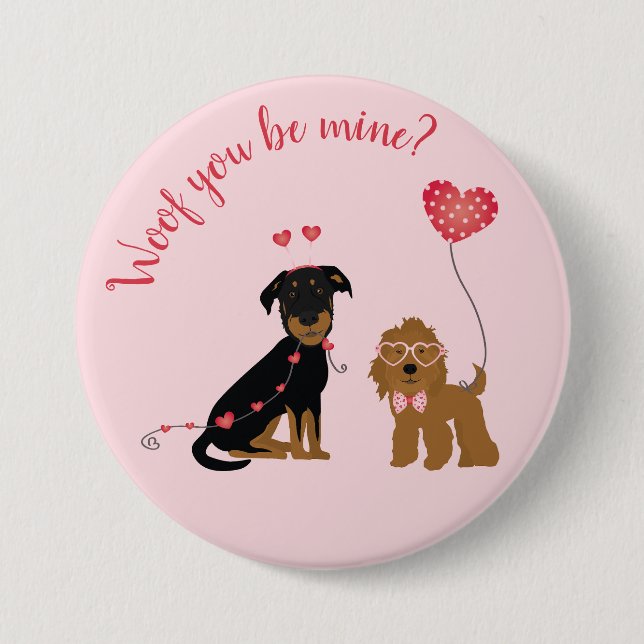 Woof You Be Min Valentine Hundar Knapp (Framsida)