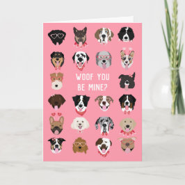 Woof You Be Mine Hund Ansiktsmönster Kort