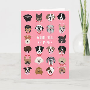 Woof You Be Mine Hund Ansiktsmönster Kort