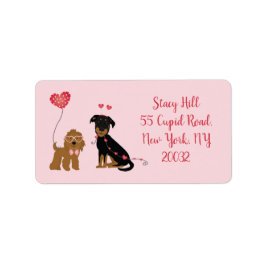 Woof you be Mine Valentine Hundar Adressetikett