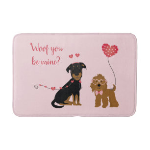 Woof you be Mine Valentine Hundar Badrumsmatta