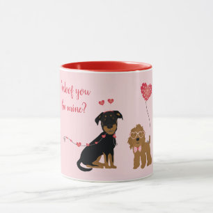 Woof you be Mine Valentine Hundar Mugg