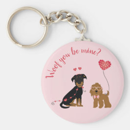 Woof you be Mine Valentine Hundar Nyckelring