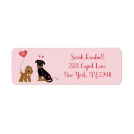 Woof you be Mine Valentine Hundar Returadress Etikett