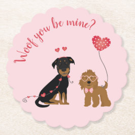 Woof you be Mine Valentine Hundar Underlägg Papper