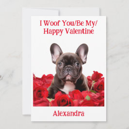 Woof You/be My/Lycklig Valentine Fransk Bulldog Ca Julkort