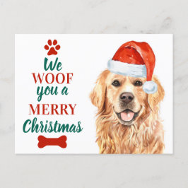 Woof You God jul Cute Hund Golden Retriever Helg Vykort