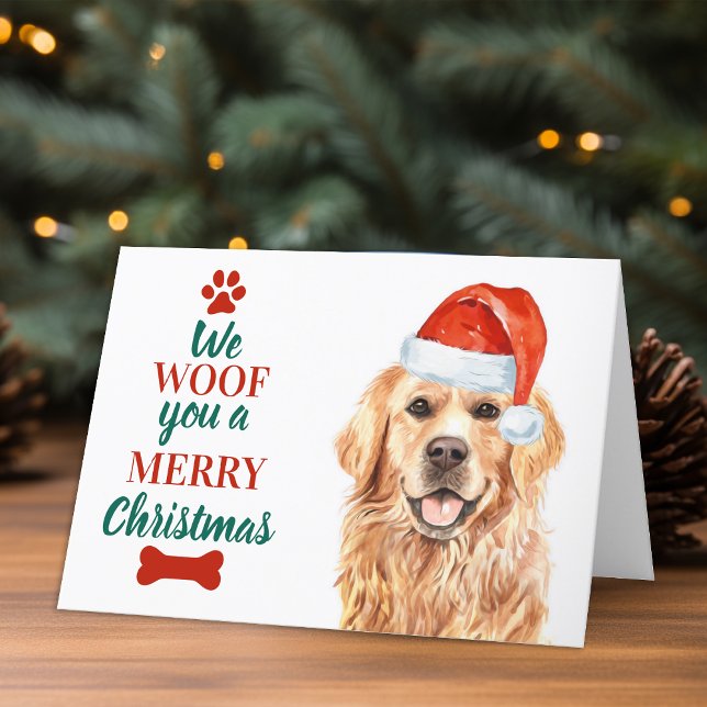 Woof You God jul Cute Hund Golden Retriever Helgkort (Skapare uppladdad)