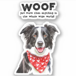 Woof you more than Gräns Collie Heart Bandana Klistermärken