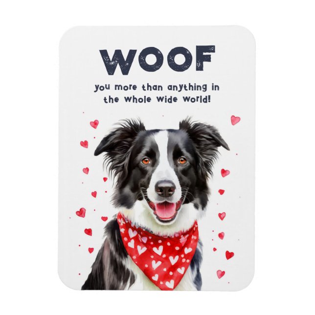 Woof you more than Gräns Collie Heart Bandana Magnet (Vertikal)