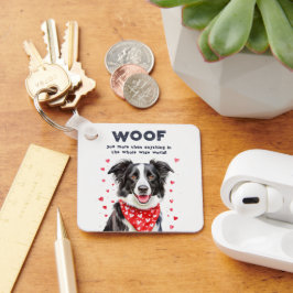 Woof you more than Gräns Collie Heart Bandana Nyckelring