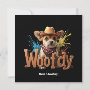 Woofdy Funny Western Cowboy Hund i Texas Inbjudningar