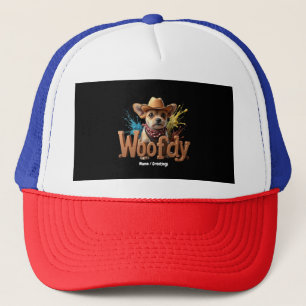 Woofdy Funny Western Cowboy Hund i Texas Keps