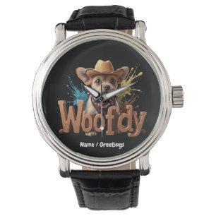 Woofdy Rolig Western Cowboy Hund i Texas Armbandsur