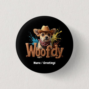 Woofdy Rolig Western Cowboy Hund i Texas Knapp