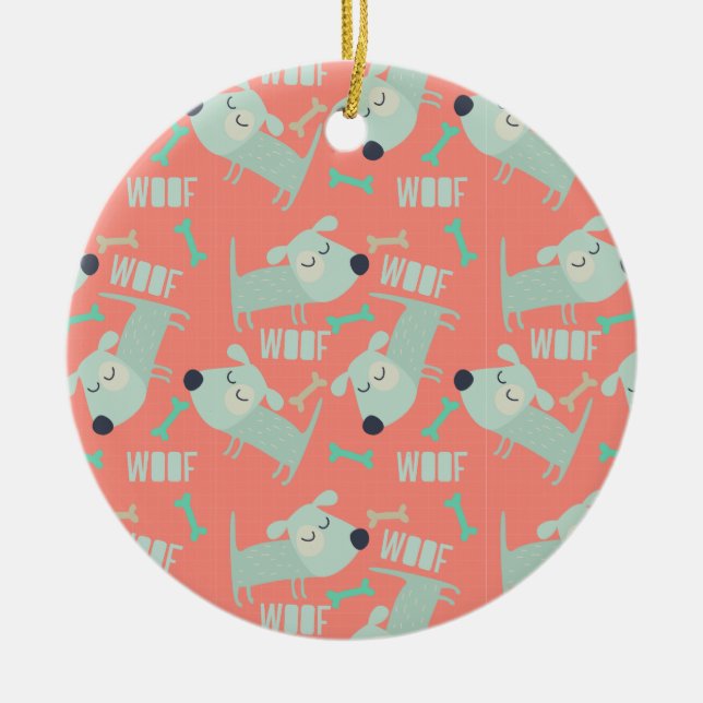 Woofhundar och ben julgransprydnad keramik (Framsidan)
