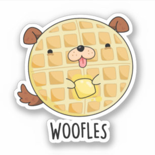 Woofles Funny Doggy Waffle Pun Klistermärken