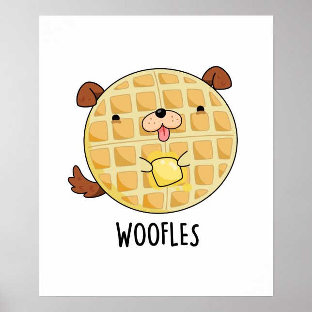 Woofles Funny Doggy Waffle Pun Poster (Framsidan)