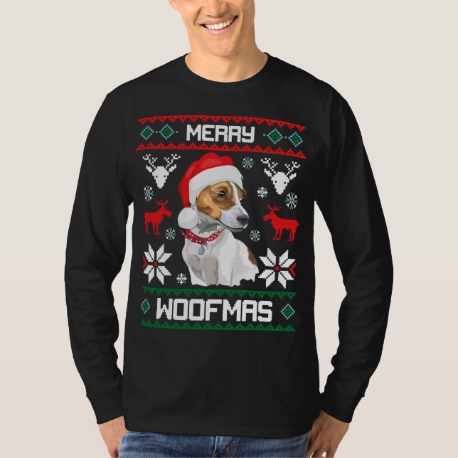 Woofmas för hund för jackRussell Terrier glad jul Tröja (Framsida)