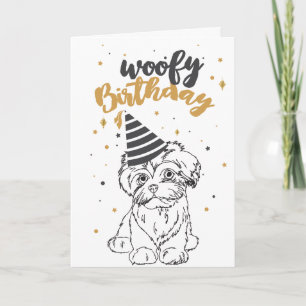 Woofy Birthday Maltese Cute Puppy Sketch Cute Pupp Kort