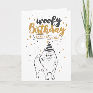 Woofy Birthday Pomeranian Puppy Sketch Cute Kort