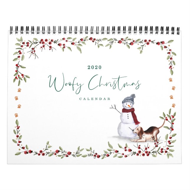 Woofy jul Cute Watercolor Naughty Hundar Kalender (Omslag)