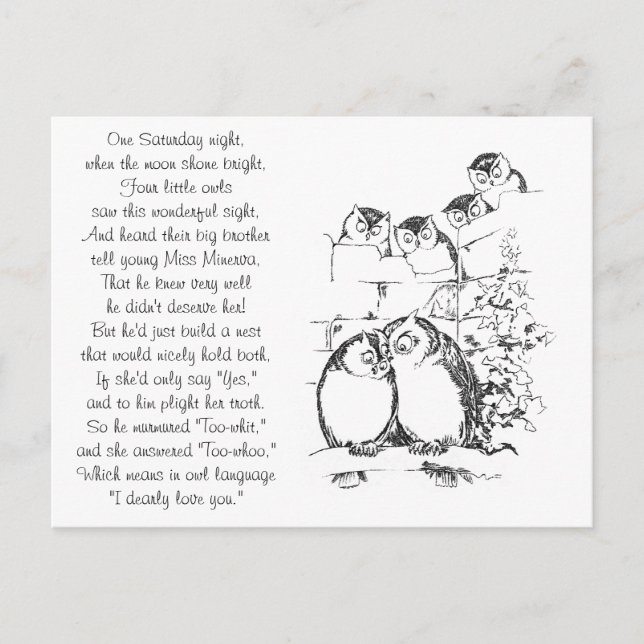 Wooing Uggla har en publik Vykort (Framsida)