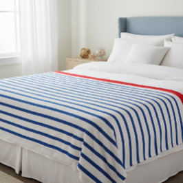 Wool blanket with blue stripes, Nautical-themed Fleecefilt