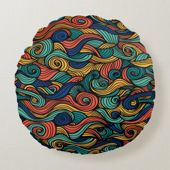 Wool Topped paisley Rund Kudde (Framsidan)
