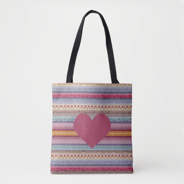 Woolen Heart Tote Bag Tygkasse (Framsida)
