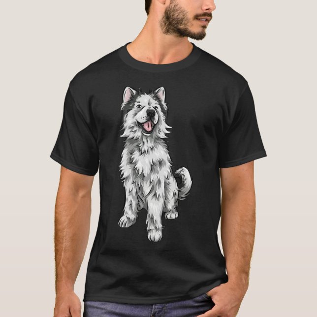 Woolen Husky Cute Hund Art T Shirt (Framsida)