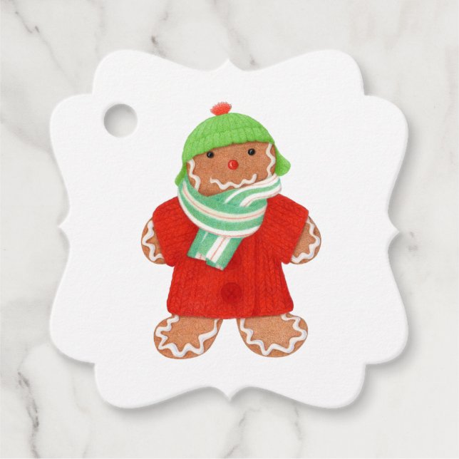 WOOLIE GINGERBREAD Finare Square Gift Märkres Gåvor Etiketter (Framsida)