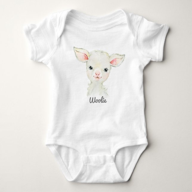 Woolie Lambert Cute Lamb Newborn Bodykostym T Shirt (Framsida)