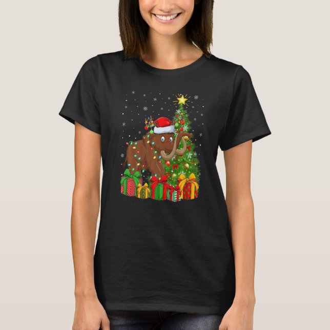 Woolly  Xmas Holiday Santa Woolly Christmas Tree T Shirt (Framsida)