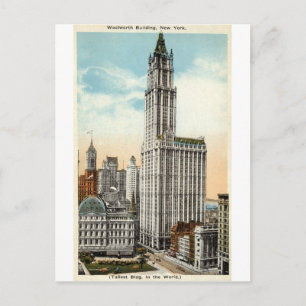 Woolworth Bygger New York Repro Vintage 1921 Vykort