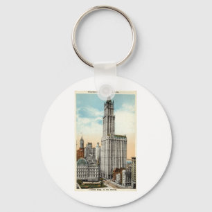 Woolworth som bygger New York Repro vintage 1921 Nyckelring