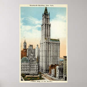 Woolworth som bygger New York Repro vintage 1921 Poster
