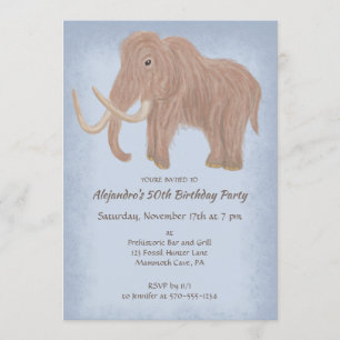 Wooly Mammoth Anpassningsbar Födelsedagsfest Inbjudningar