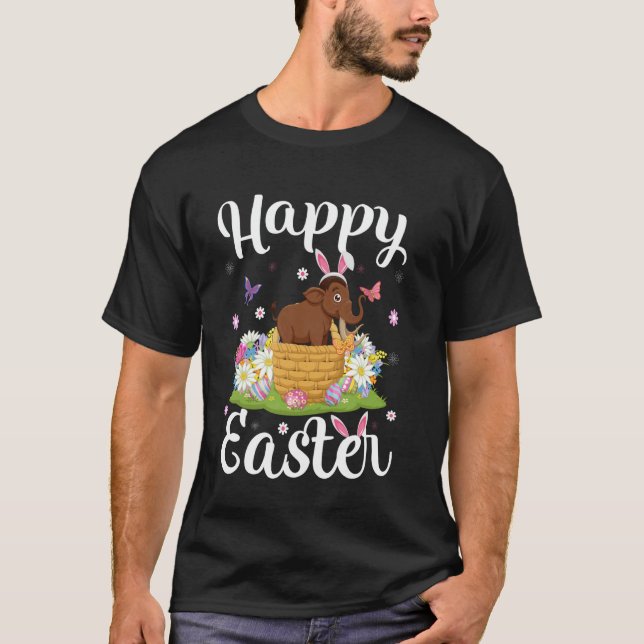 Wooly Mammoth Glad påsk Egg Hunt Bunny Ear Eas T Shirt (Framsida)
